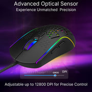 Laser RGB Lightweight Gaming Mouse - Black V1031-MSE-M1210-BK