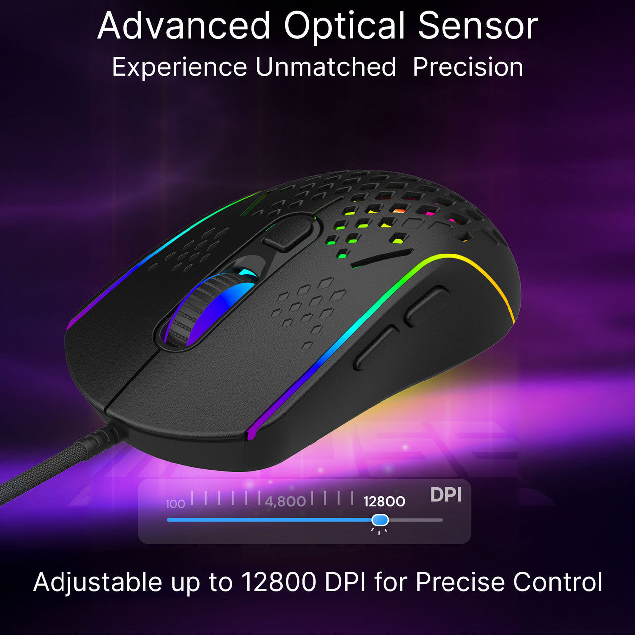 Laser RGB Lightweight Gaming Mouse - Black V1031-MSE-M1210-BK