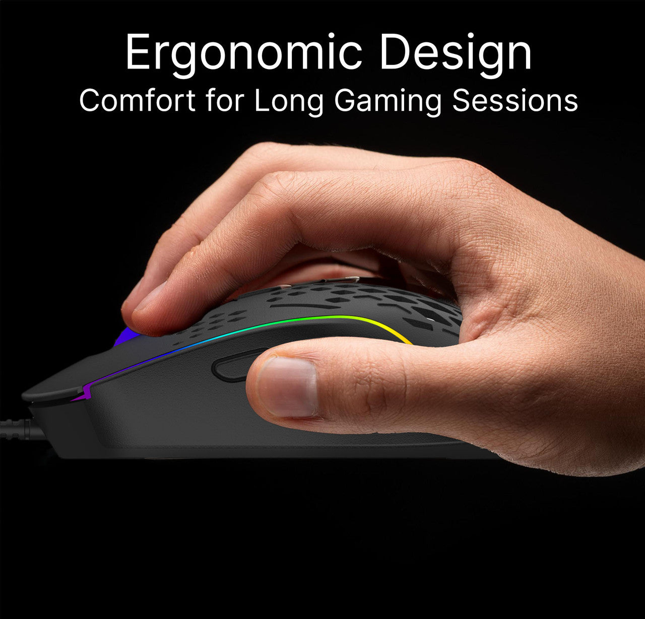 Laser RGB Lightweight Gaming Mouse - Black V1031-MSE-M1210-BK