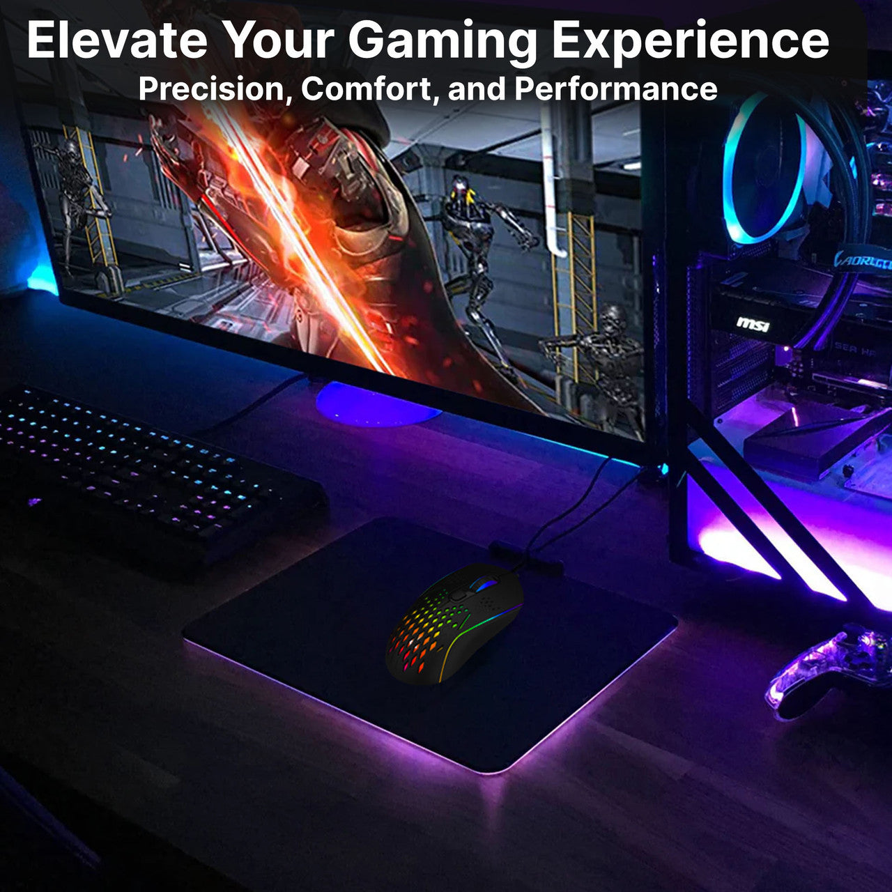 Laser RGB Lightweight Gaming Mouse - Black V1031-MSE-M1210-BK