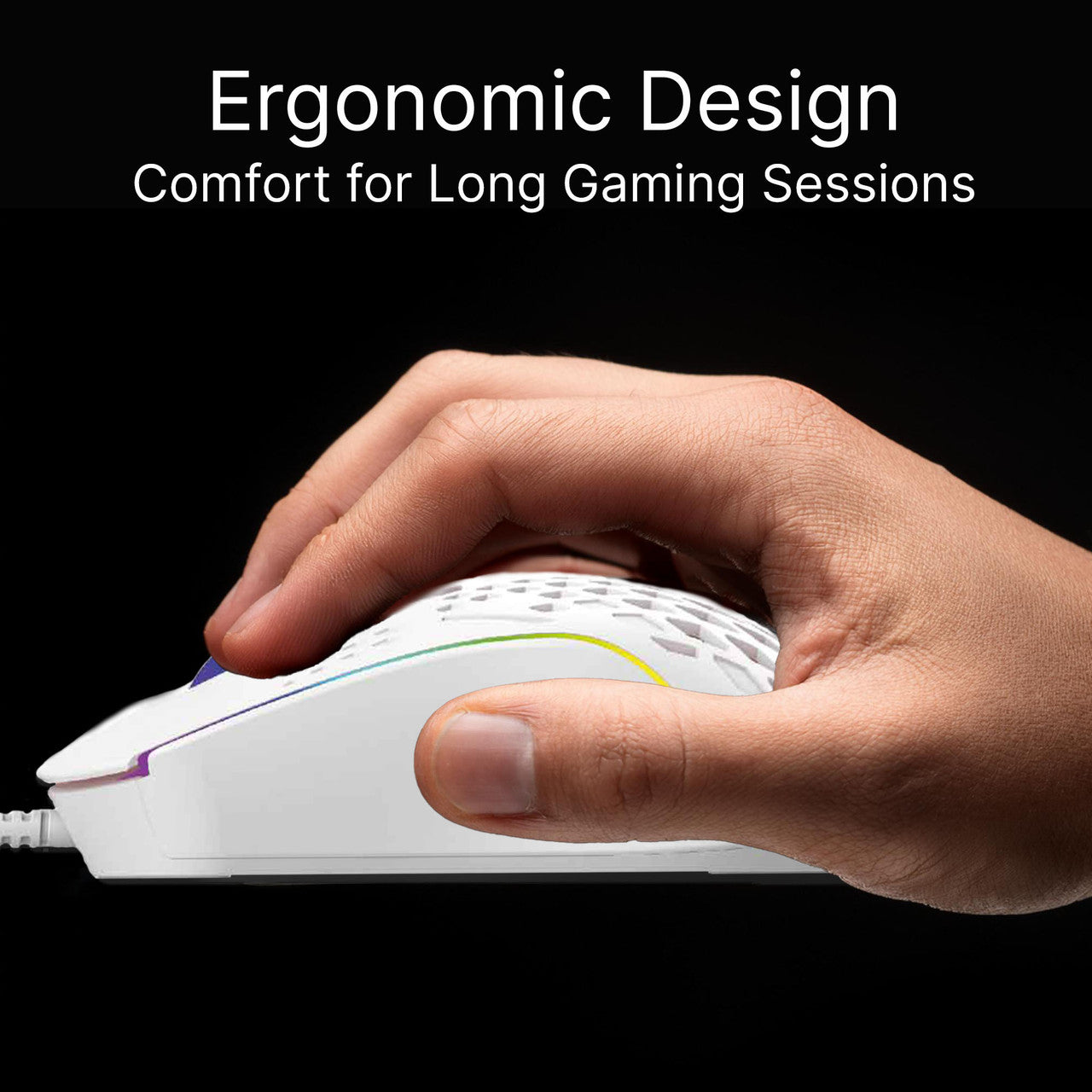 Laser RGB Lightweight Gaming Mouse White V1031-MSE-M1210-WH