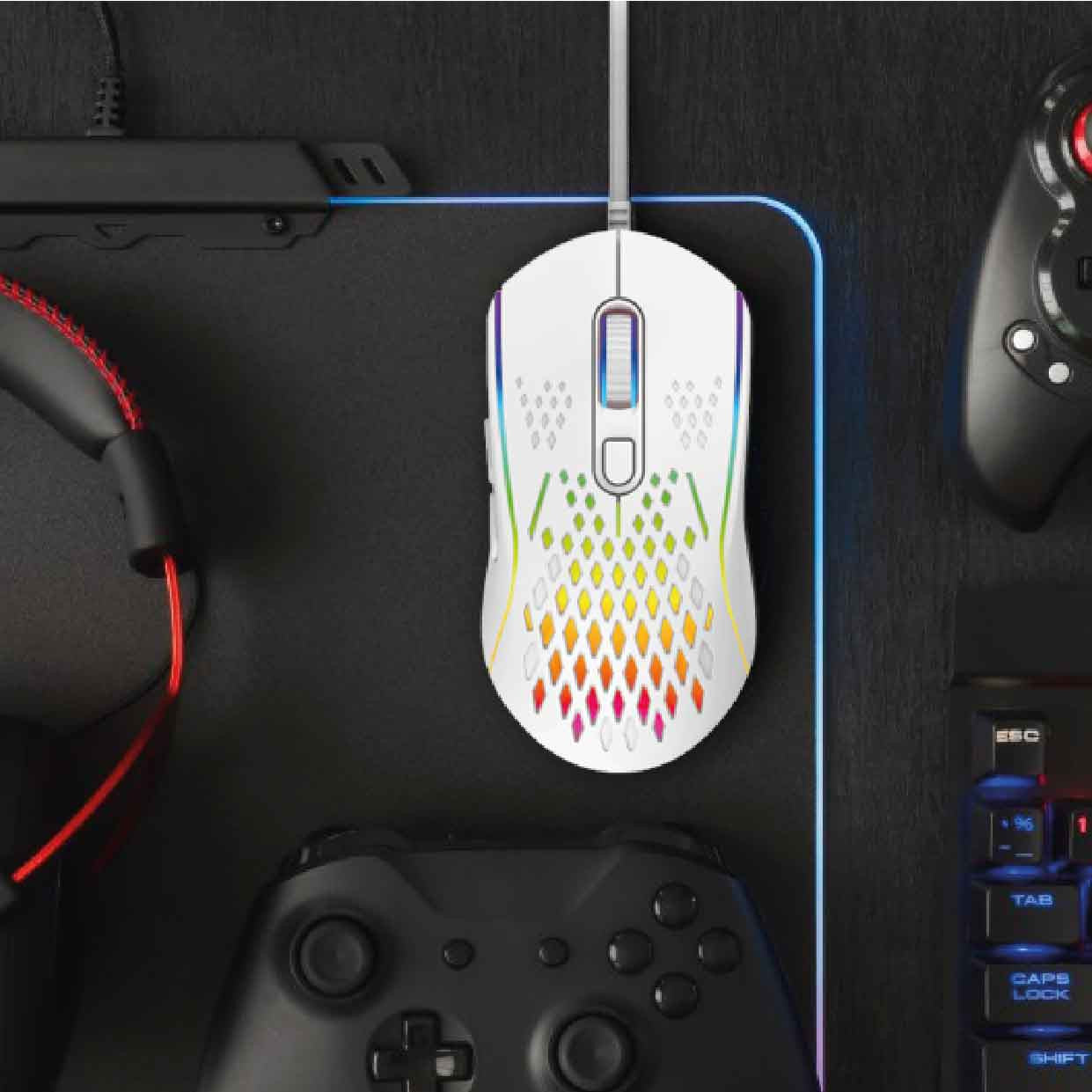 Laser RGB Lightweight Gaming Mouse White V1031-MSE-M1210-WH