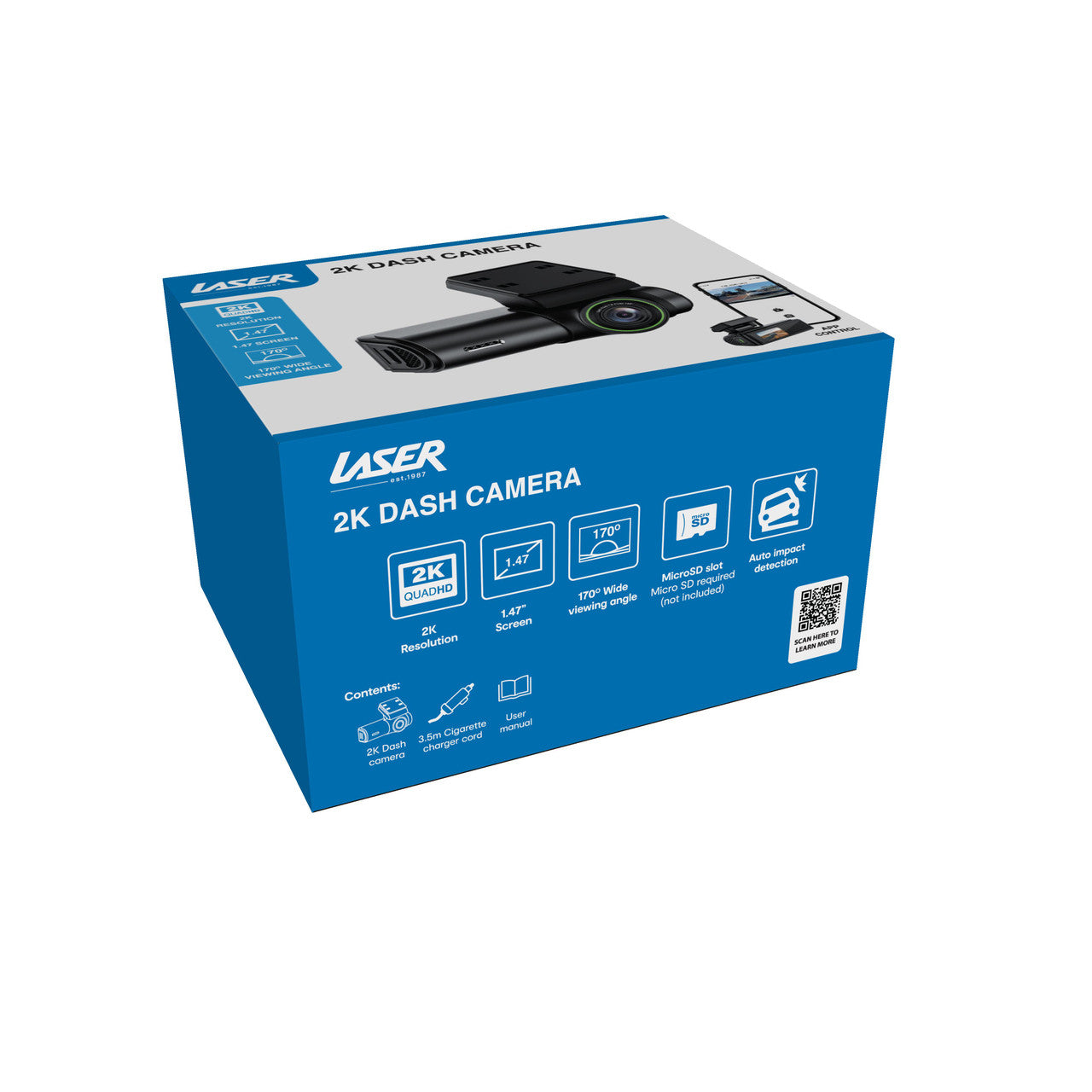 Laser 2K Dash Camera WiFi App Control Black V1031-NAVC-2K25-755
