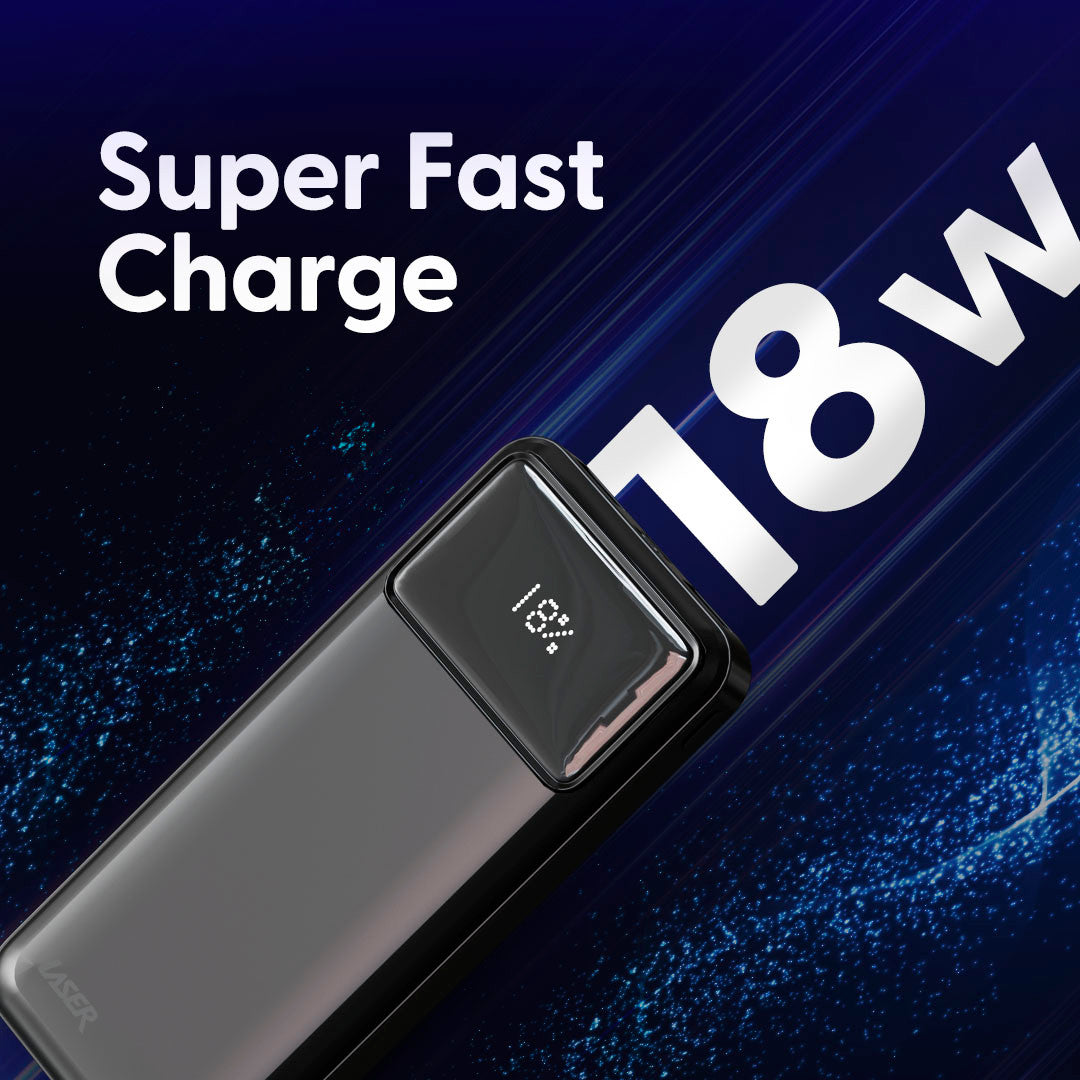 Laser 10000mAh Powerbank 18W PD with LED Indicator Black V1031-PB-10K24BK-712
