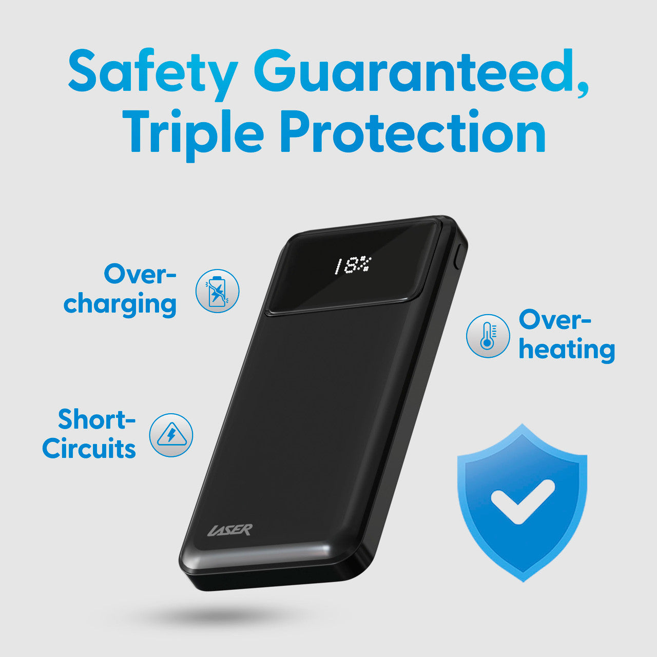 Laser 10000mAh Powerbank 18W PD with LED Indicator Black V1031-PB-10K24BK-712