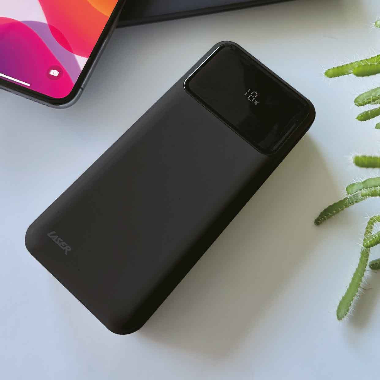 Laser 10000mAh Powerbank 18W PD with LED Indicator Black V1031-PB-10K24BK-712