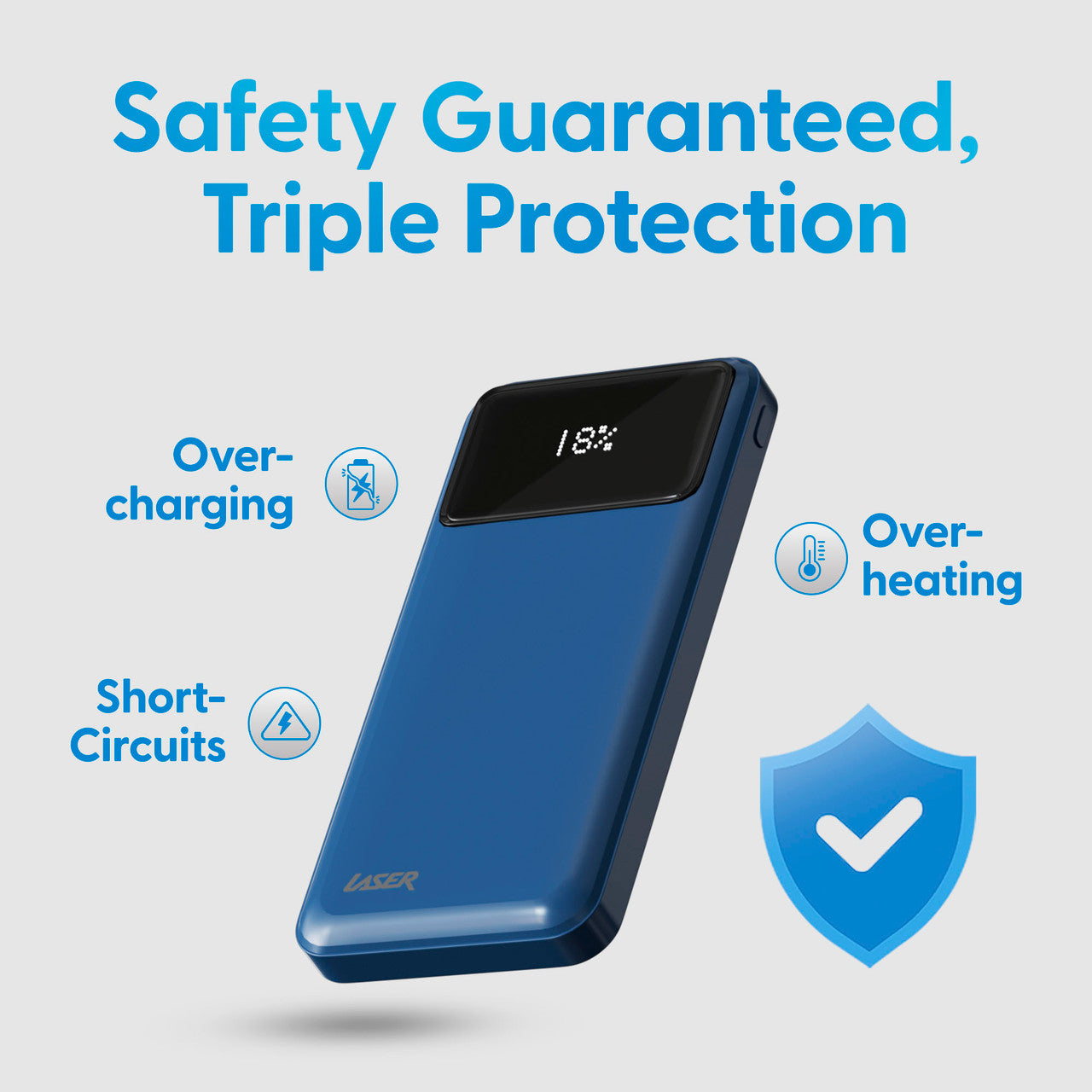 Laser 10000mAh Powerbank 18W PD with LED Navy V1031-PB-10K24NA-736