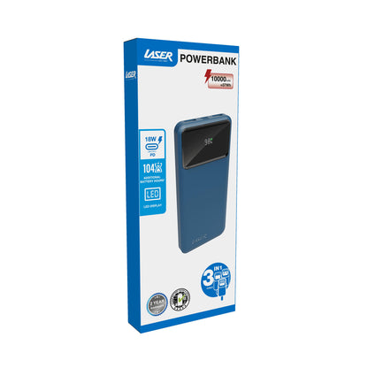 Laser 10000mAh Powerbank 18W PD with LED Navy V1031-PB-10K24NA-736