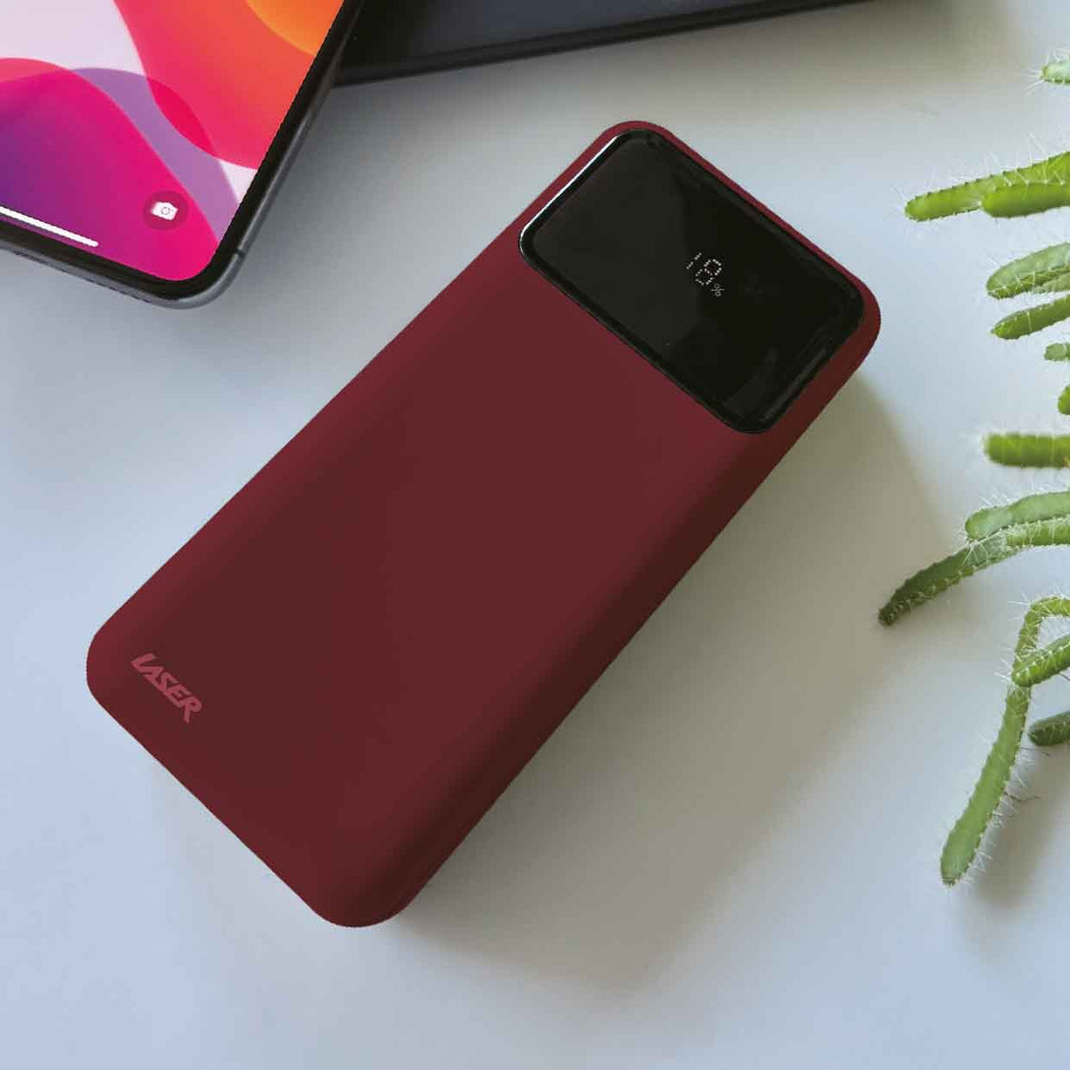 Laser 10000mAh Powerbank 18W PD with LED Indicator Red V1031-PB-10K24RD-729