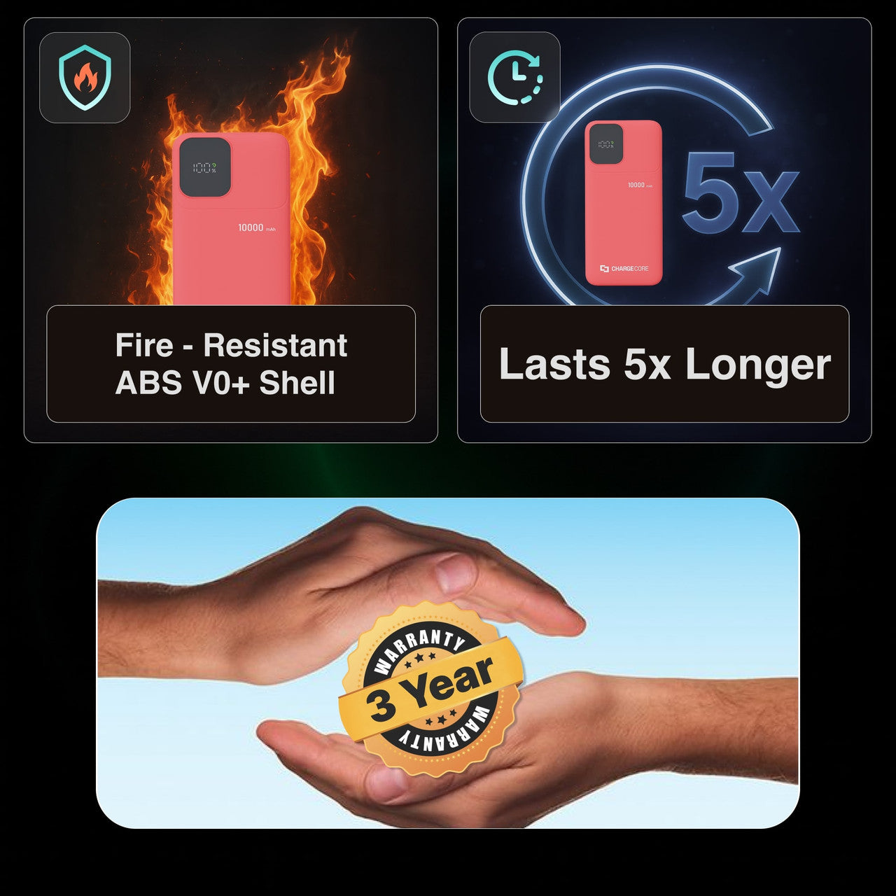 ChargeCore SafeCharge Max 10K - Sunset Coral V1031-PB-10LFSU-983