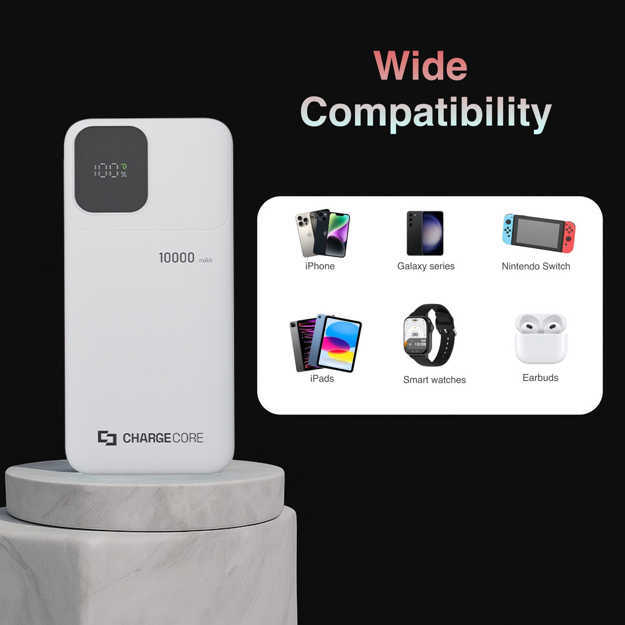 ChargeCore SafeCharge Max 10K - White V1031-PB-10LFWT-990