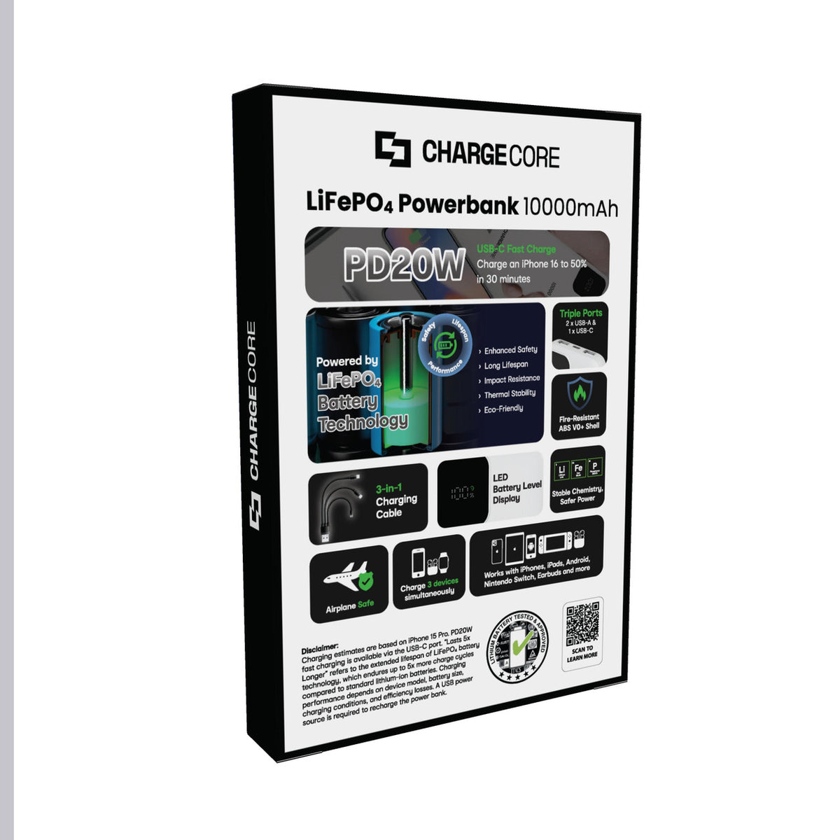 ChargeCore SafeCharge Max 10K - White V1031-PB-10LFWT-990