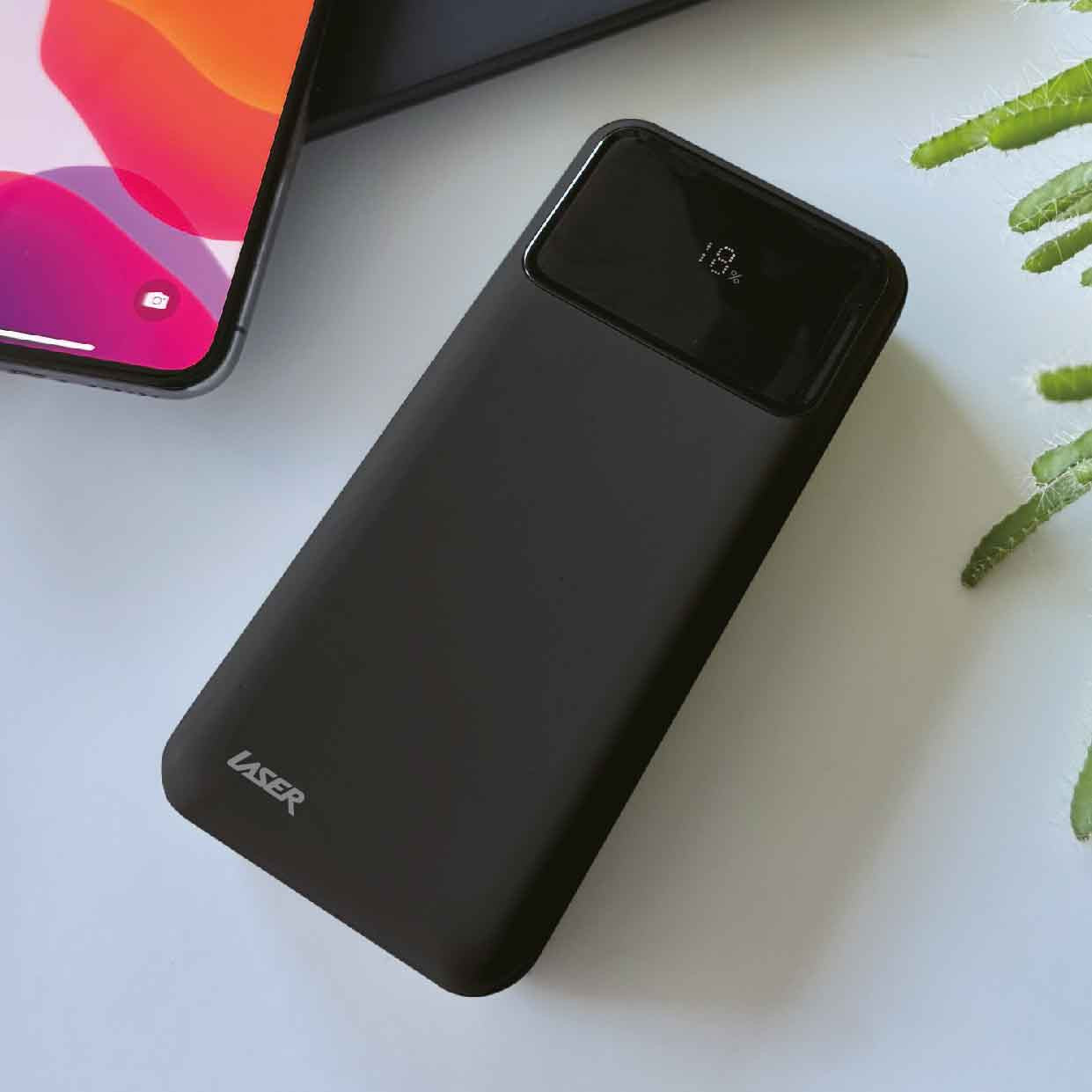 Laser 20000mAh Powerbank 18W PD with LED Black V1031-PB-20K24BK-743