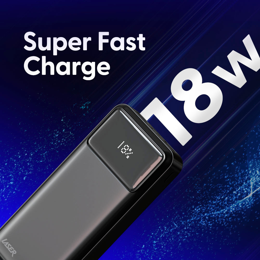 Laser 20000mAh Powerbank 18W PD with LED Black V1031-PB-20K24BK-743