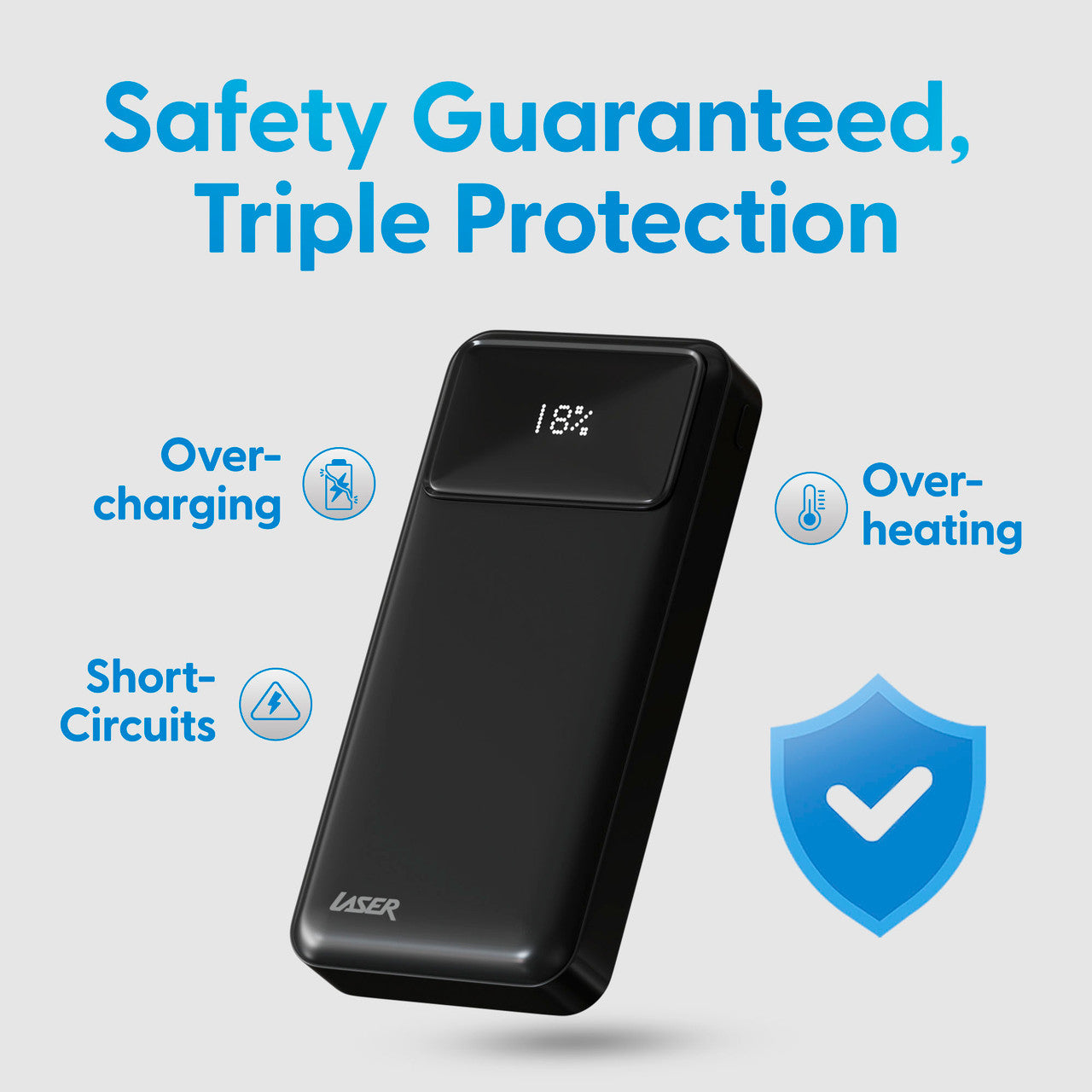 Laser 20000mAh Powerbank 18W PD with LED Black V1031-PB-20K24BK-743