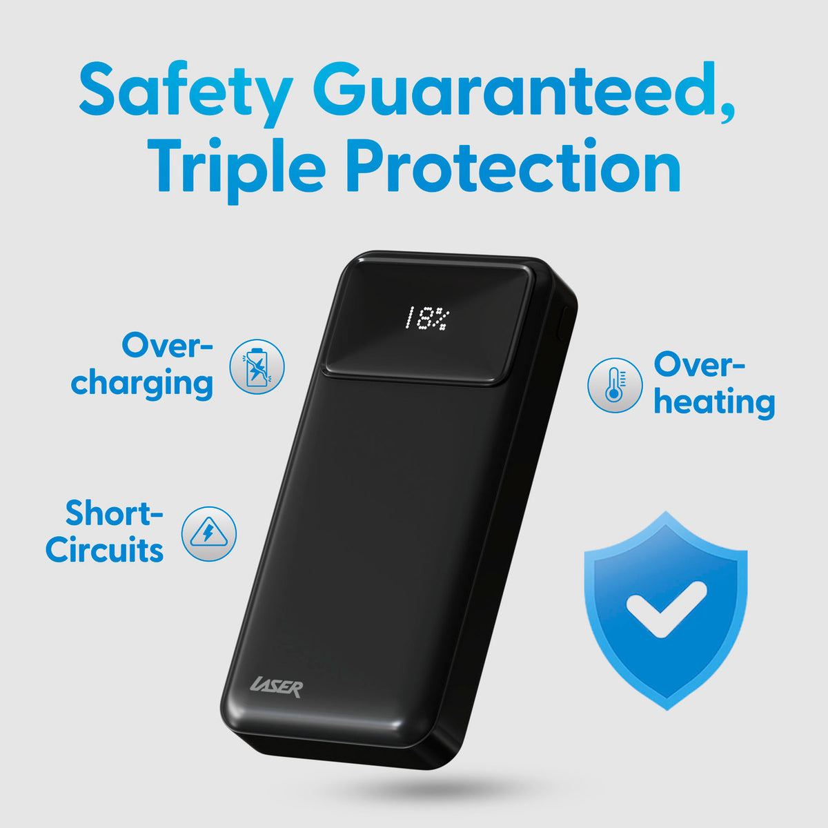 Laser 20000mAh Powerbank 18W PD with LED Black V1031-PB-20K24BK-743