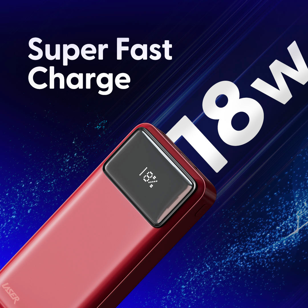 Laser 20000mAh Powerbank 18W PD with LED Red V1031-PB-20K24RD-750