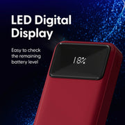 Laser 20000mAh Powerbank 18W PD with LED Red V1031-PB-20K24RD-750