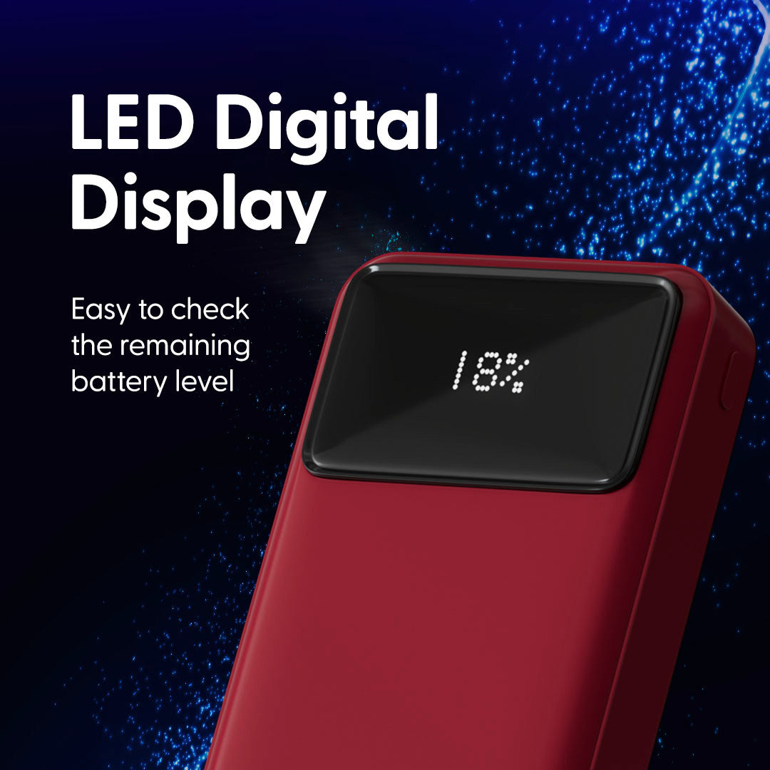 Laser 20000mAh Powerbank 18W PD with LED Red V1031-PB-20K24RD-750