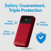 Laser 20000mAh Powerbank 18W PD with LED Red V1031-PB-20K24RD-750