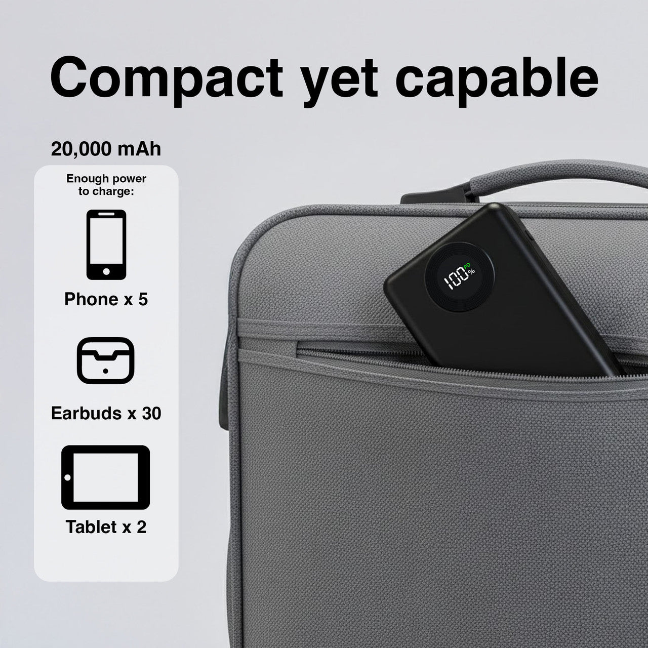 Laser 20000mAh Powerbank Battery Display Black V1031-PB-20K25BK-809