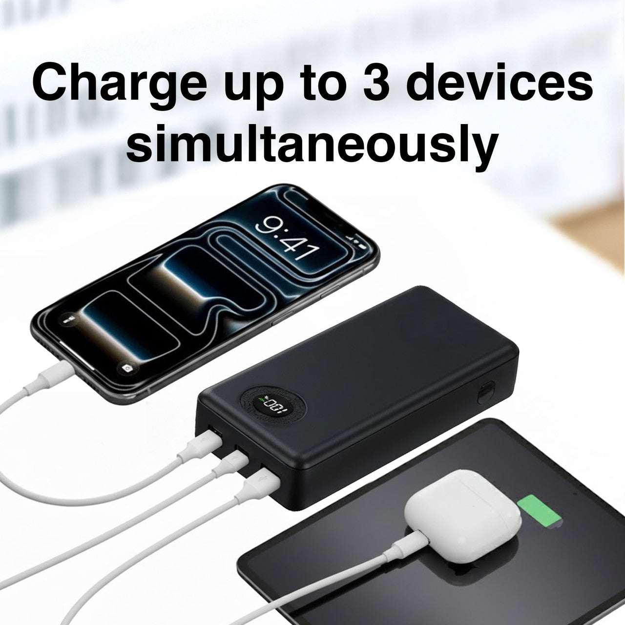 Laser 20000mAh Powerbank Battery Display Black V1031-PB-20K25BK-809
