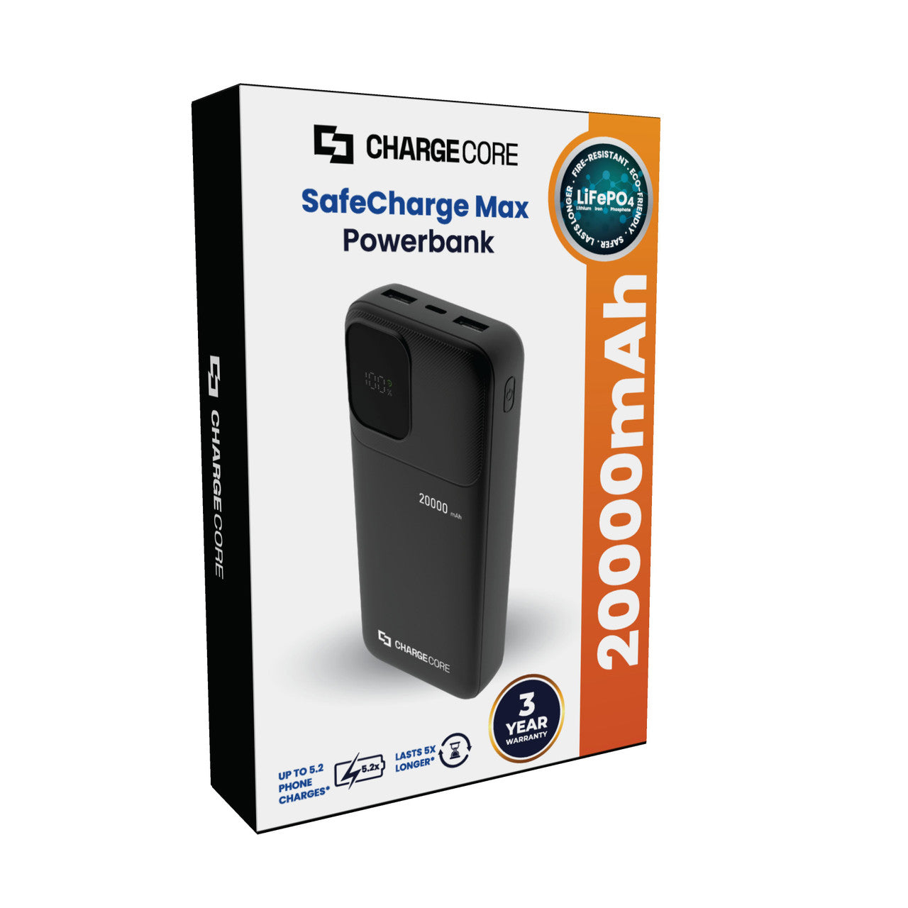 ChargeCore SafeCharge Max 20K - Black V1031-PB-20LFBK-003