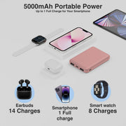 Laser 5000mAh Compact Portable Power Bank - Clay