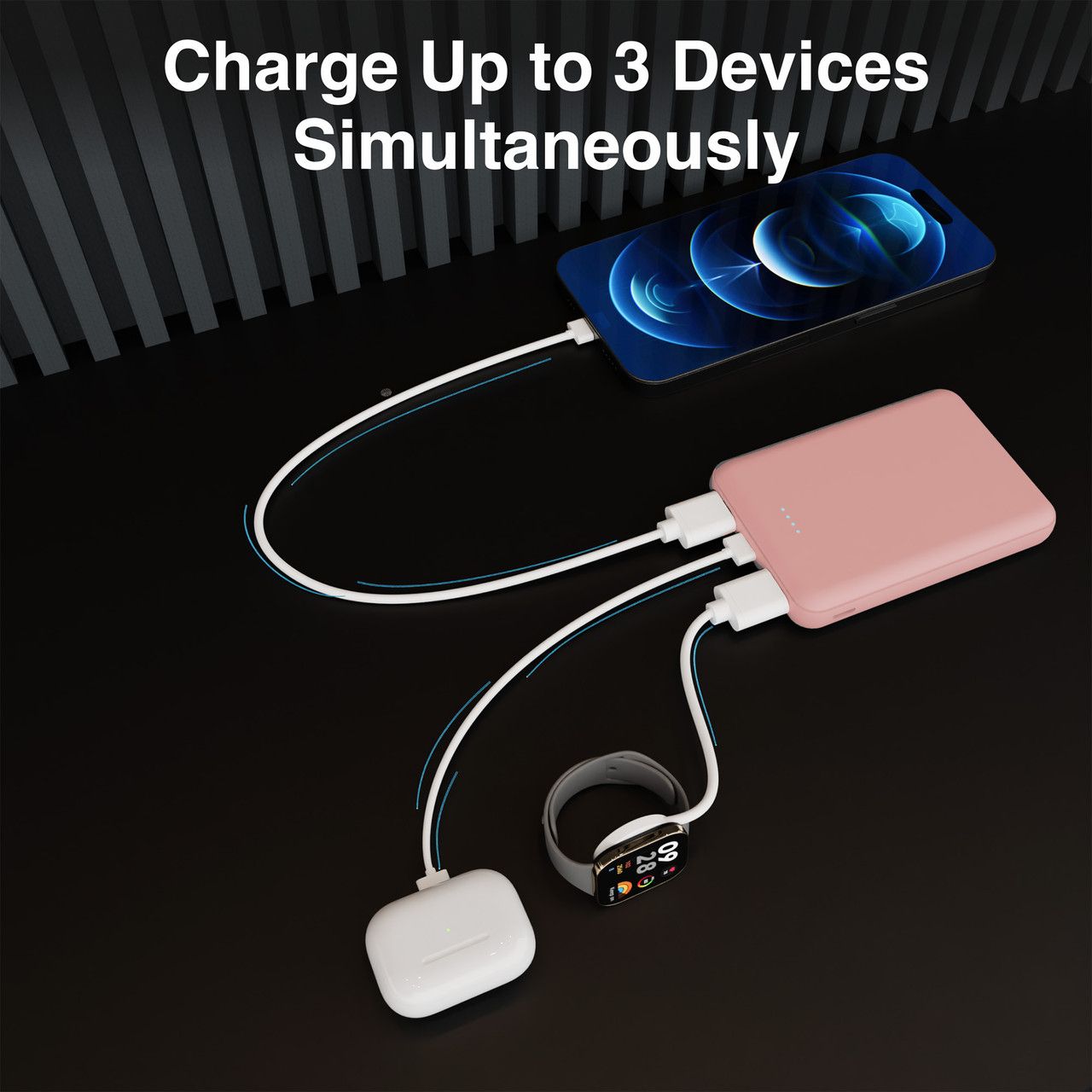 Laser 5000mAh Compact Portable Power Bank - Clay