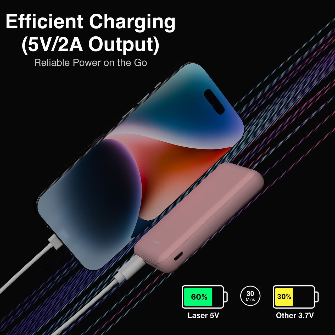 Laser 5000mAh Compact Portable Power Bank - Clay