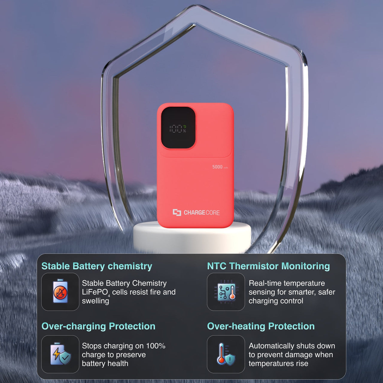 ChargeCore SafeCharge Max 5K - Sunset Coral V1031-PB-5KLFSU-041