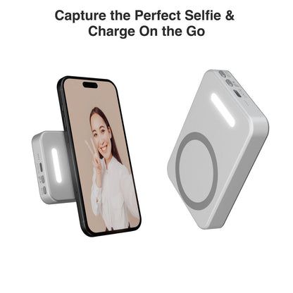 Laser ChargeCore 5000mAh Selfie Powerbank - White V1031-PB-5MLED-129