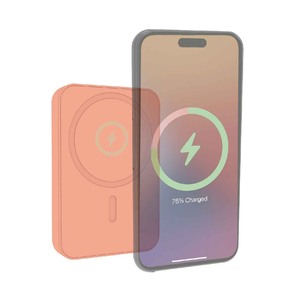 Laser 5000mAh Magnetic Wireless Power Bank Peach V1031-PB-5MSPE-798