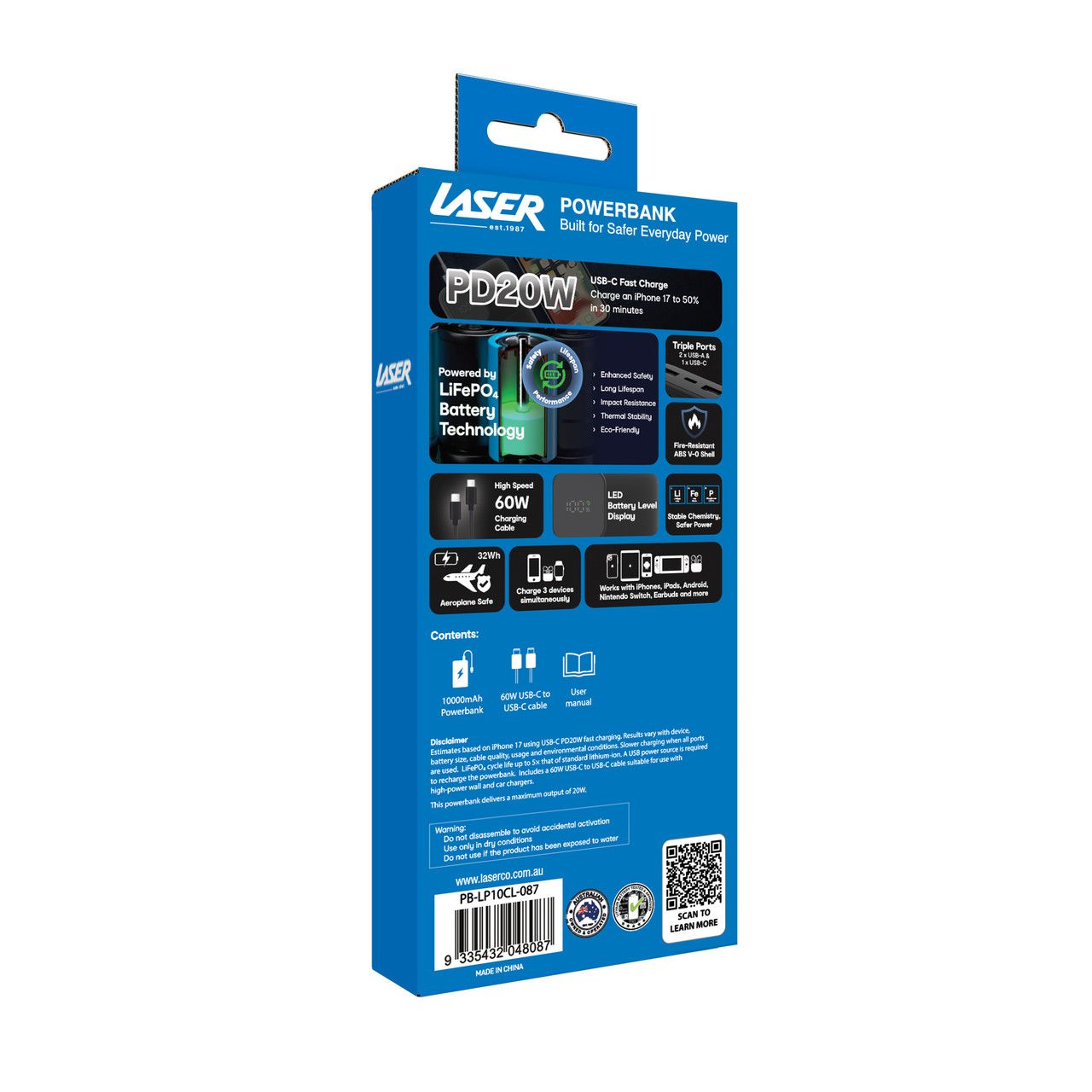 Laser 10000mAh LiFePO4 CCC Power Bank Clay