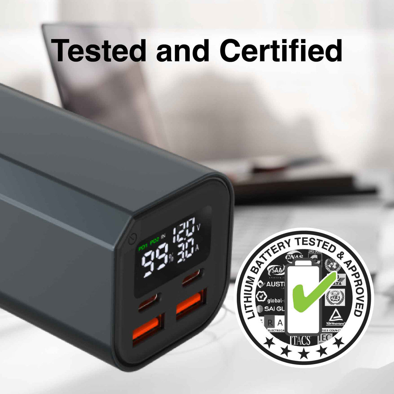 Laser 100W PD 20000mAh Laptop Power Bank Black V1031-PB-PD100W-491