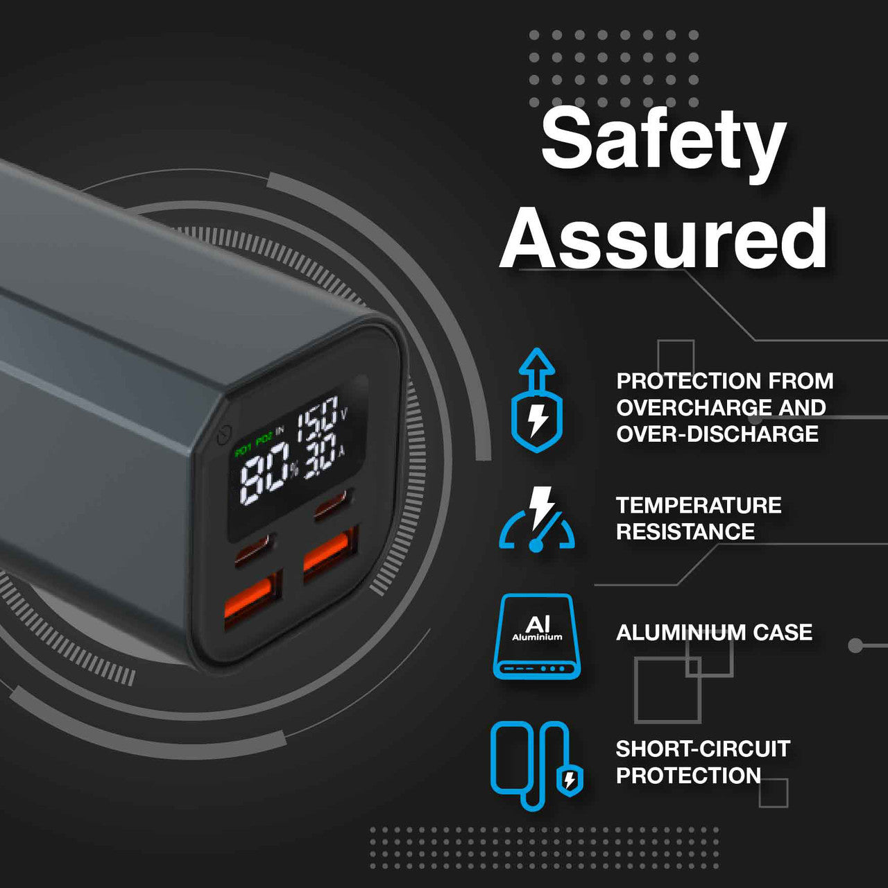 Laser 100W PD 20000mAh Laptop Power Bank Black V1031-PB-PD100W-491