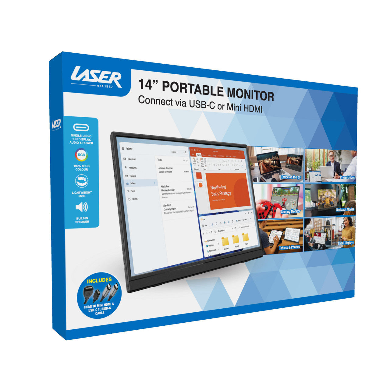 Laser 14 inch USB-C Portable Display V1031-PC-14PTMB-004