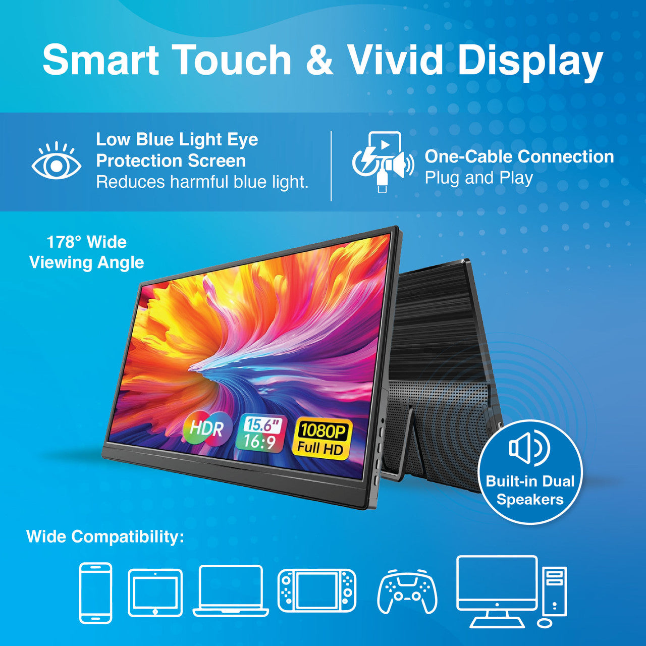 Laser 15.6 Portable Monitor with touch screen V1031-PC-16PTMB-011
