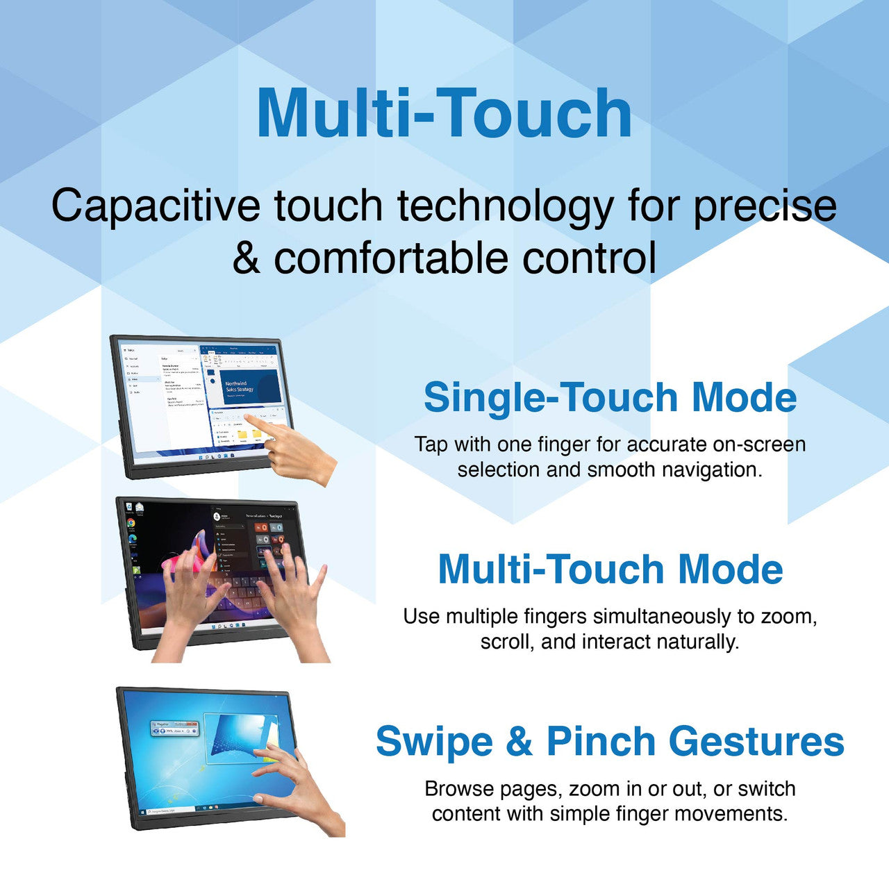Laser 15.6 Portable Monitor with touch screen V1031-PC-16PTMB-011