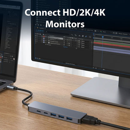 Laser USB-C 6-in-1 Multi-Port Hub with 4K HDMI and 100W PD Charging V1031-PC-HUB601-646