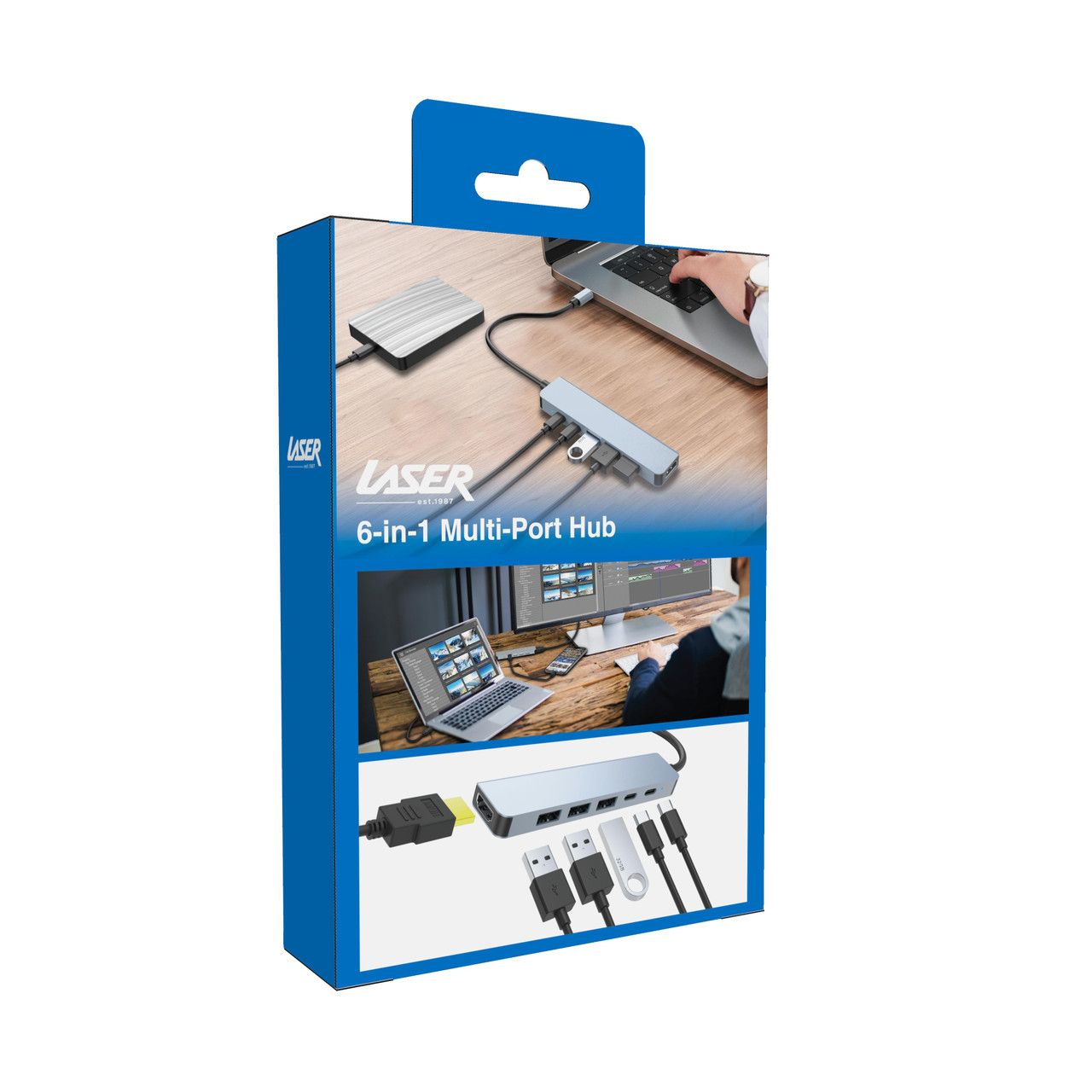 Laser USB-C 6-in-1 Multi-Port Hub with 4K HDMI and 100W PD Charging V1031-PC-HUB601-646