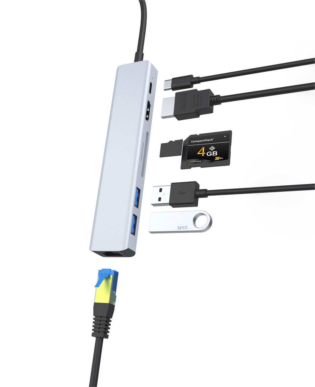 Laser USB-C 7 Port Hub with HDMI and Ethernet