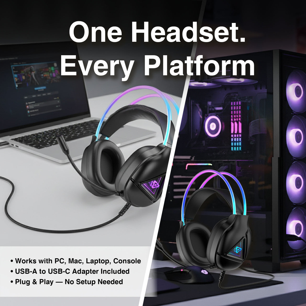 Laser RGB Infinity Wired Gaming Headphones V1031-PC-WHIFBK-488