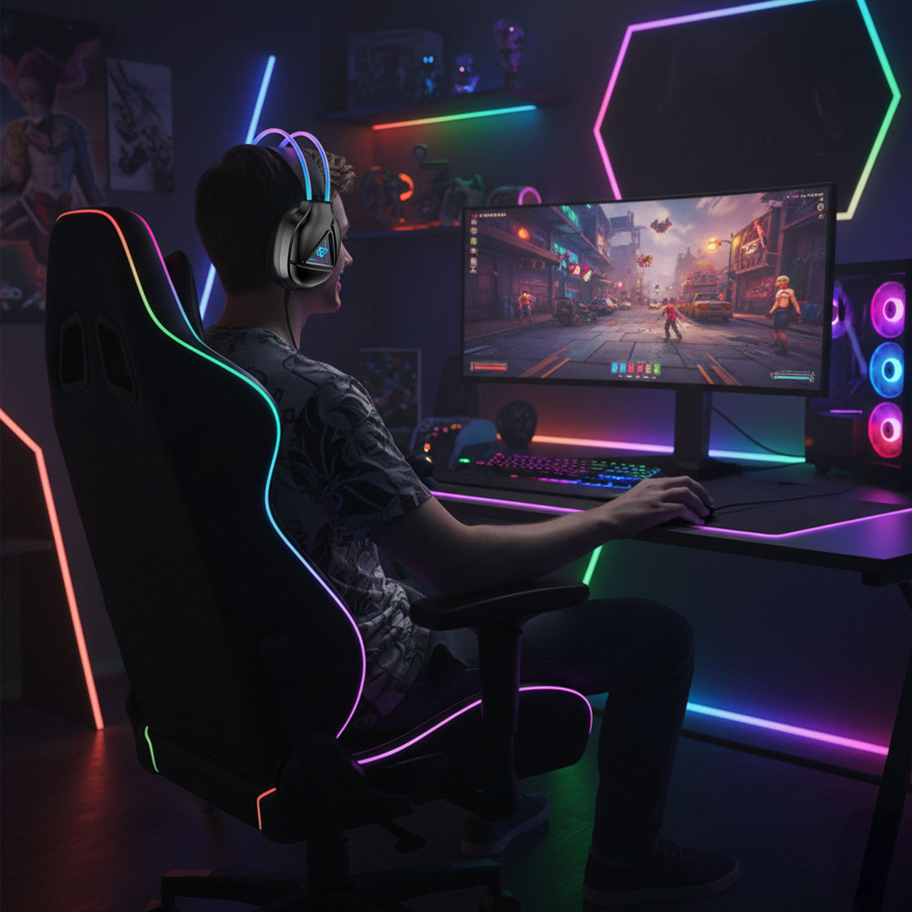 Laser RGB Infinity Wired Gaming Headphones V1031-PC-WHIFBK-488