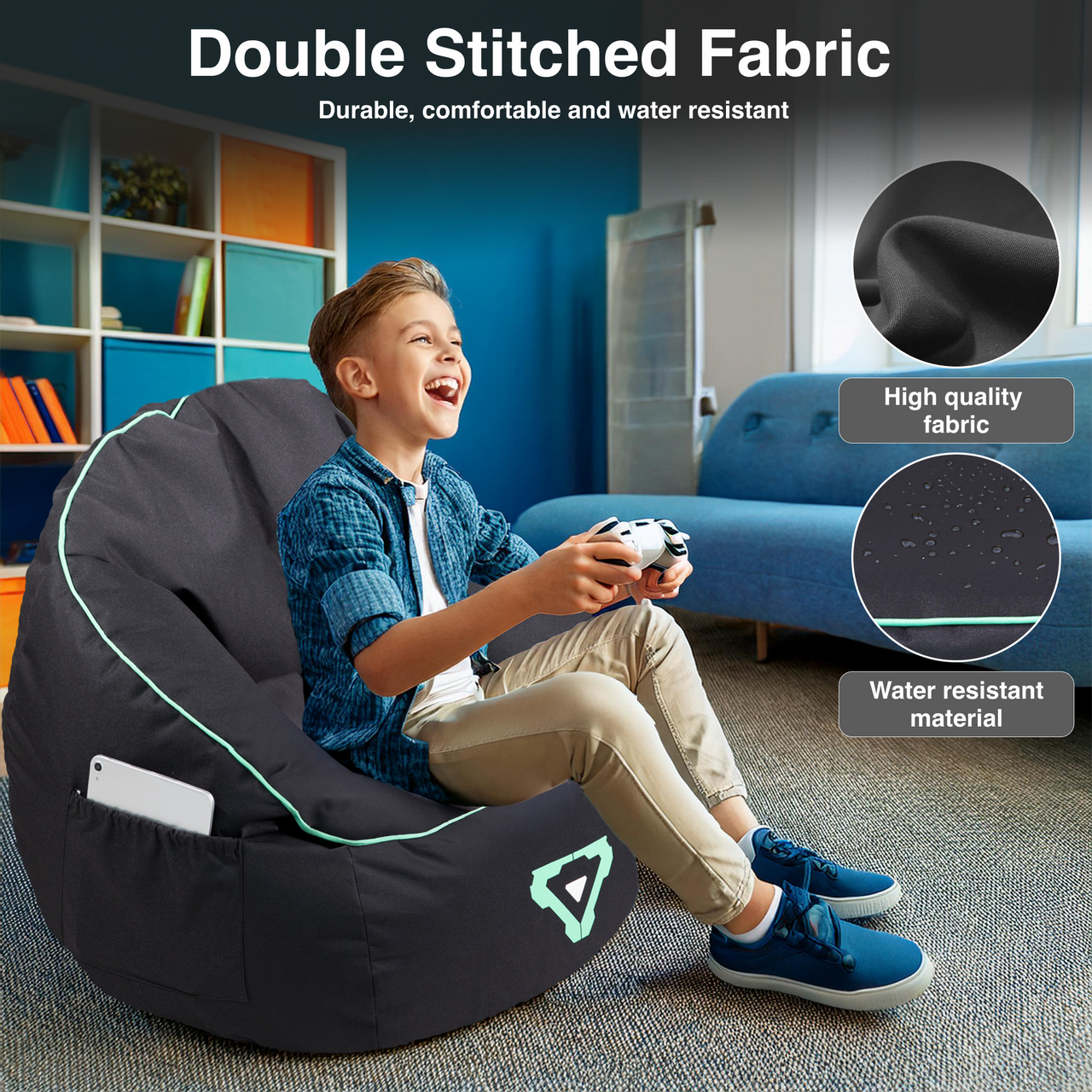 Laser Gaming Bean Bag with Pocket & Headphone Strap V1031-PCO-TUBEB-555