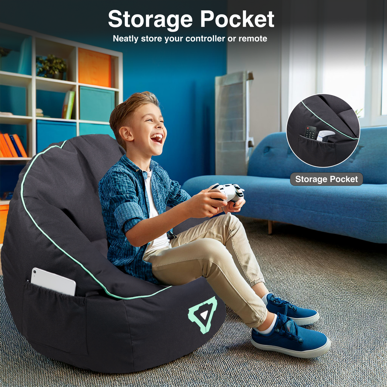 Laser Gaming Bean Bag with Pocket & Headphone Strap V1031-PCO-TUBEB-555