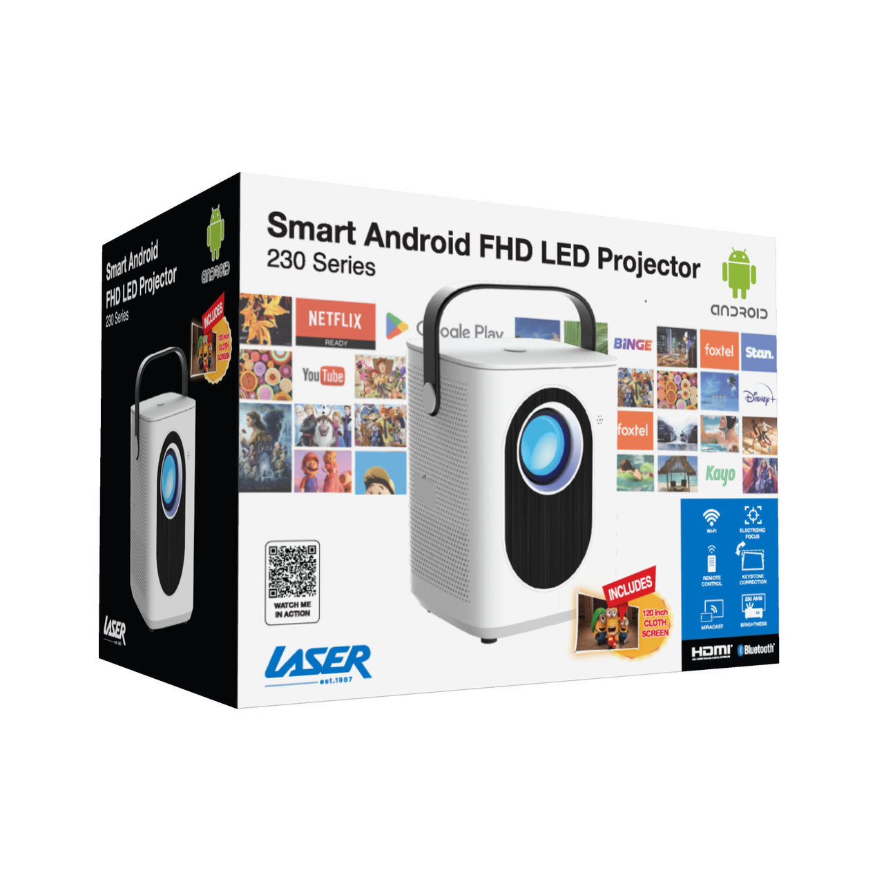Laser Cube Android Projector with 120in Screen V1031-PJ-CUFHWH-454