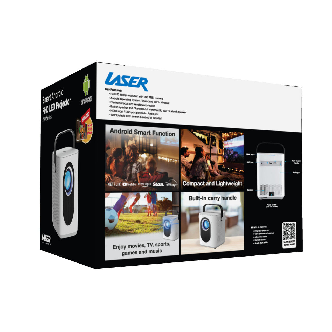 Laser Cube Android Projector with 120in Screen V1031-PJ-CUFHWH-454