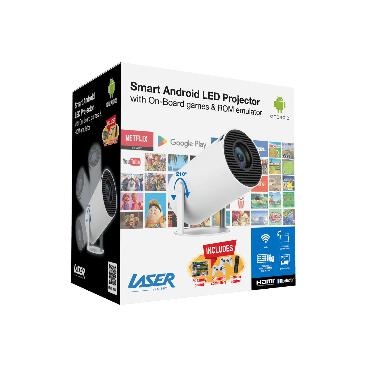 Laser Smart Projector with Games White V1031-PJ-GH50WH-202