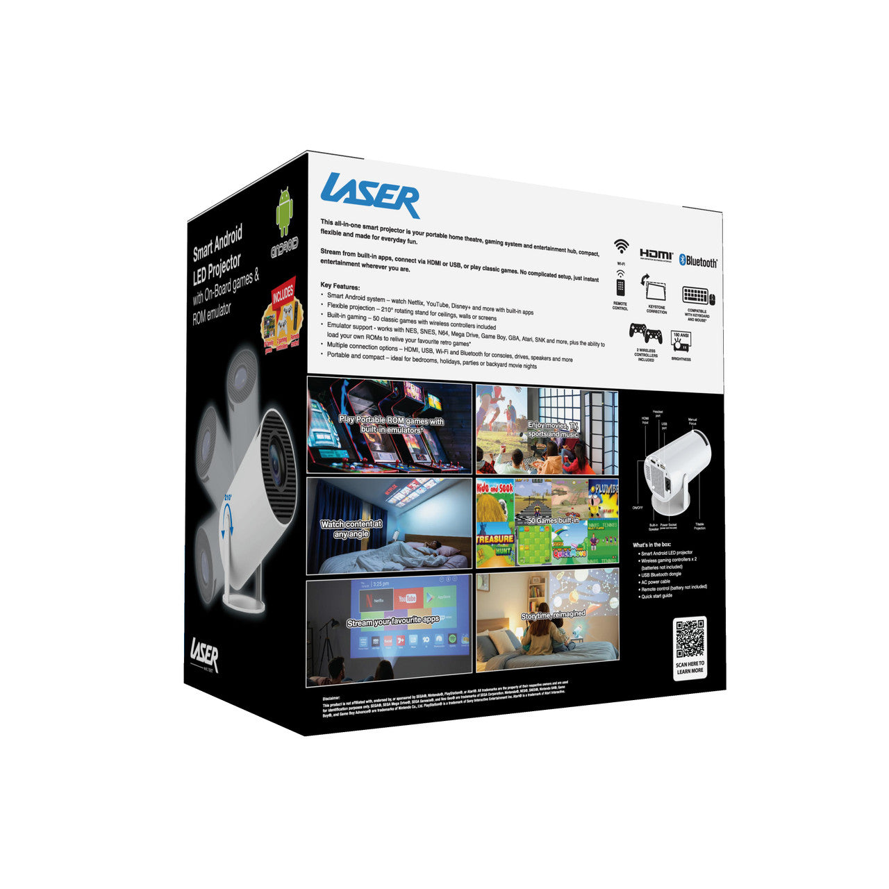 Laser Smart Projector with Games White V1031-PJ-GH50WH-202